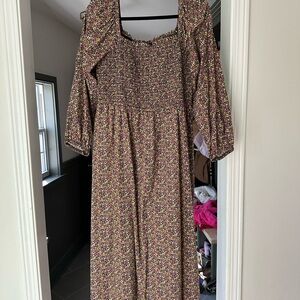 J. Crew Smocked Daydream Dress in Liberty Print, Floral Dress, Midi, EUC, XXL